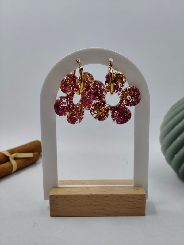 Pampilles feuilles roses / dorées