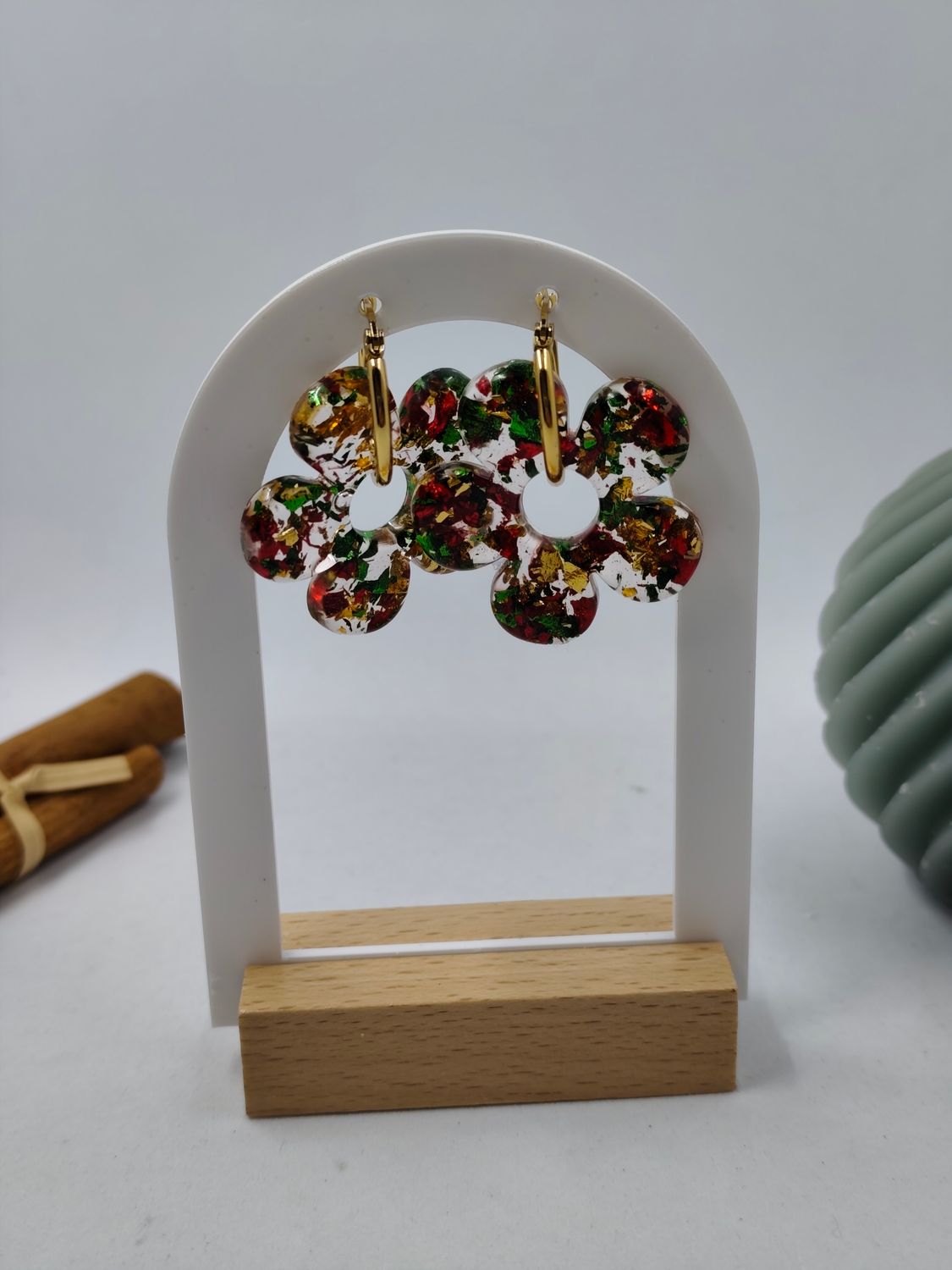 Pampilles feuilles vertes / rouges / dorées Pampilles feuilles vertes / rouges / dorées