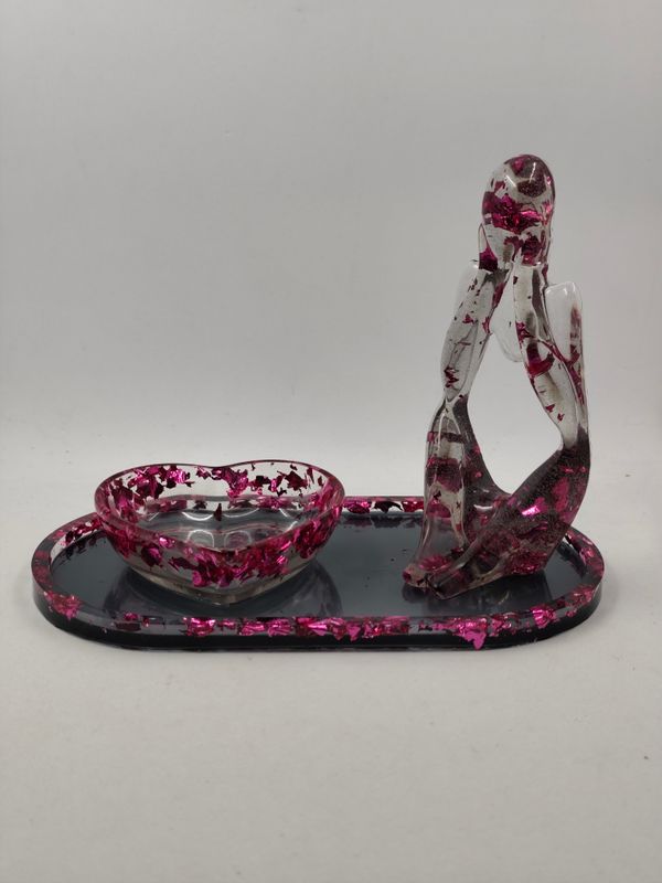 Vide poche coeur / femme noire rose Vide poche coeur / femme noire rose