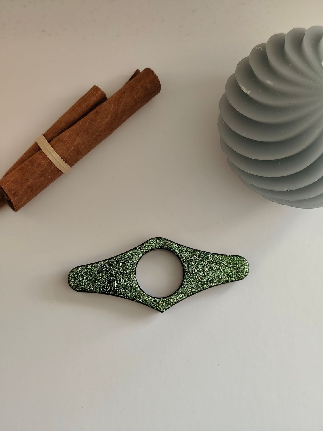 Bague de lecture - vert paillettes