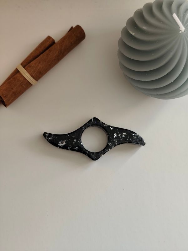 Bague de lecture tribal - noire / argenté