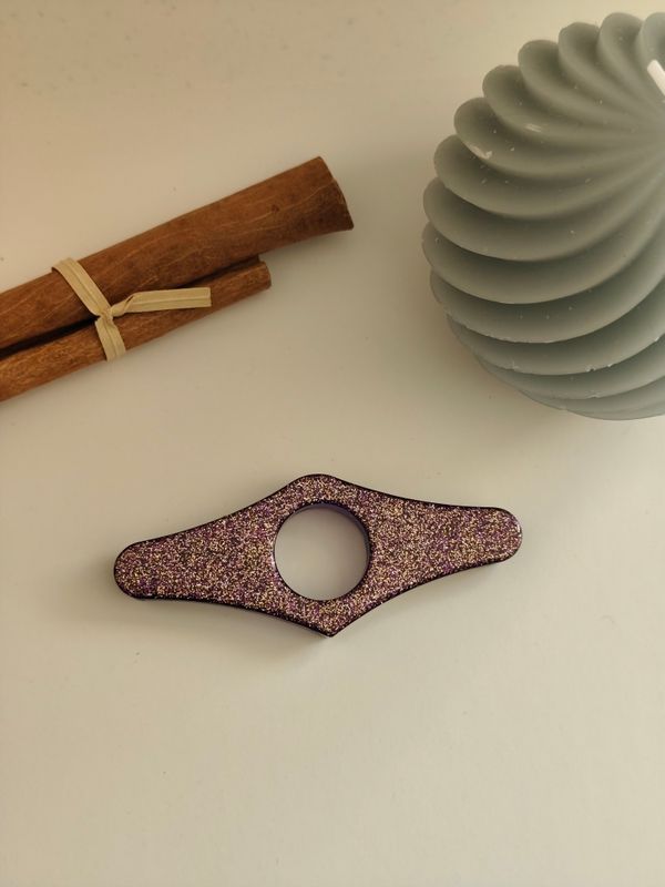 Bague de lecture - paillettes doré violettes