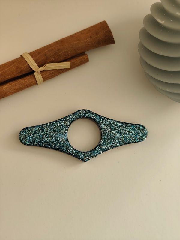 Bague de lecture - paillettes bleu / doré