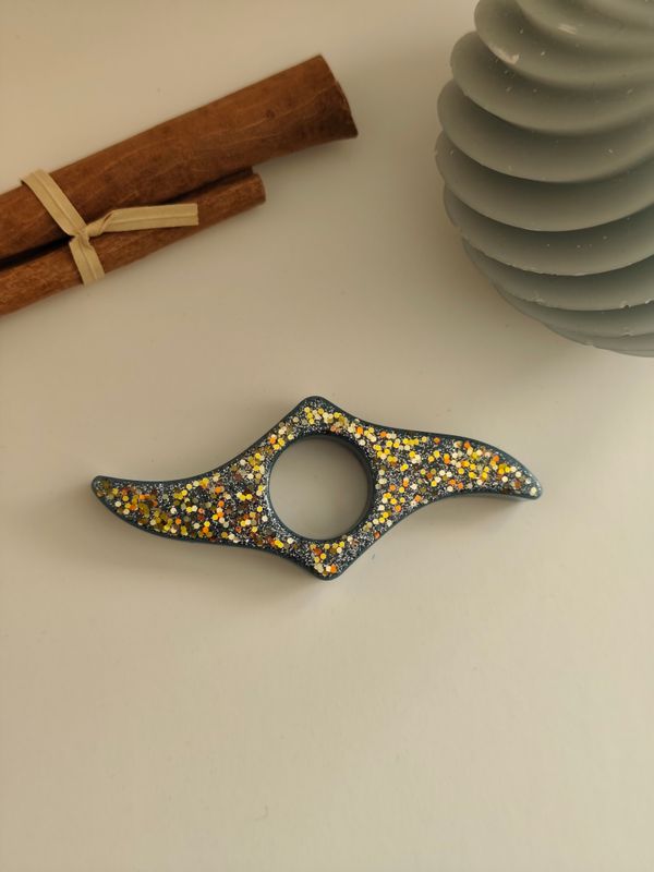 Bague de lecture - paillettes doré marrons/ fond gris