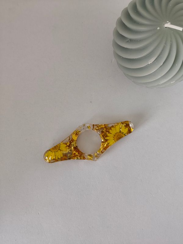 Bague de lecture - fleur jaune / doré