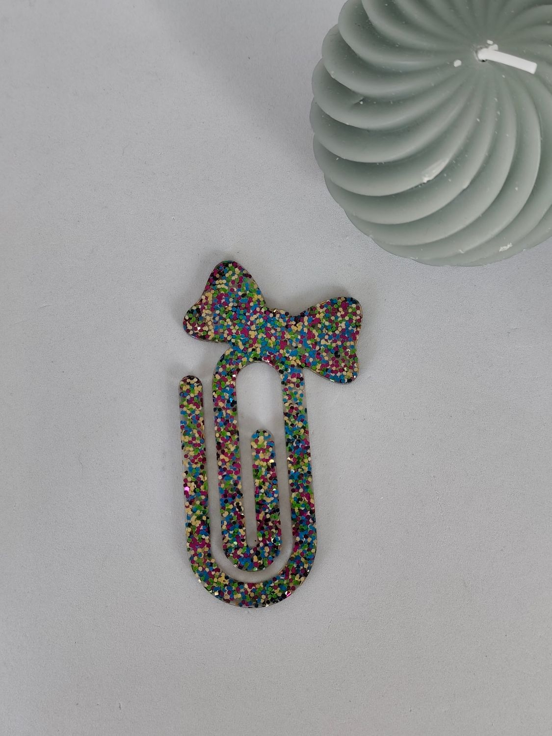 Marque page trombone noeud -  paillettes Multicolore