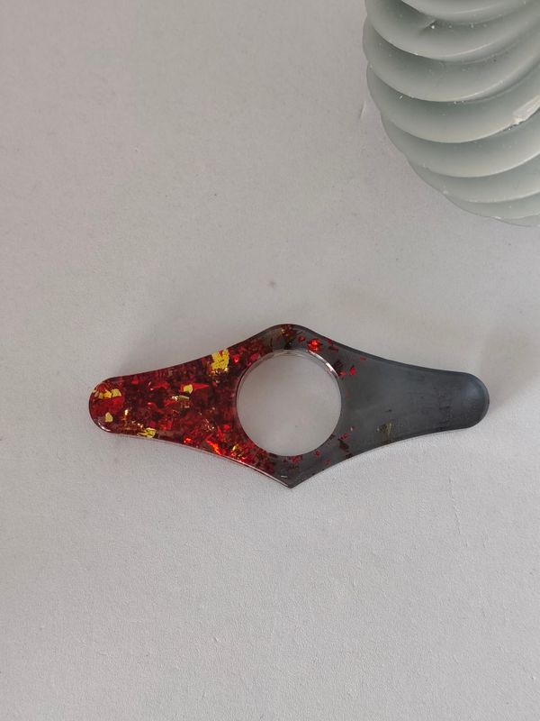 Bague de lecture - gris / rouge doré