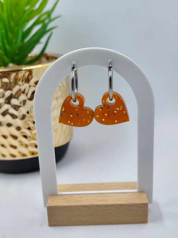 Coeur - marron fines paillettes doré argenté Coeur - marron fines paillettes doré argenté