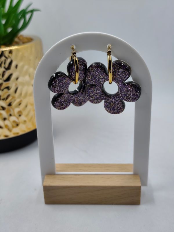 Pampilles - paillettes doré violettes / fond noir Pampilles - paillettes doré violettes / fond noir