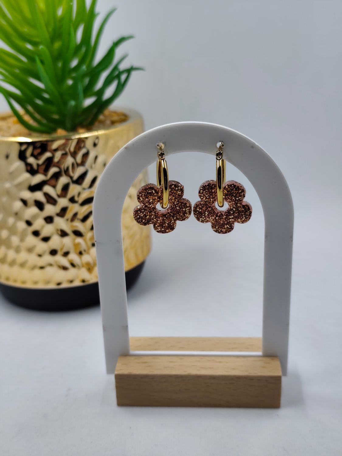 Mim's - doré marron paillettes / fond marron