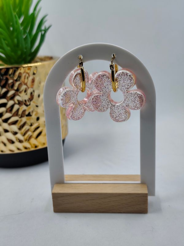 Pampilles - paillettes doré violettes / fond rosé Pampilles - paillettes doré violettes / fond rosé