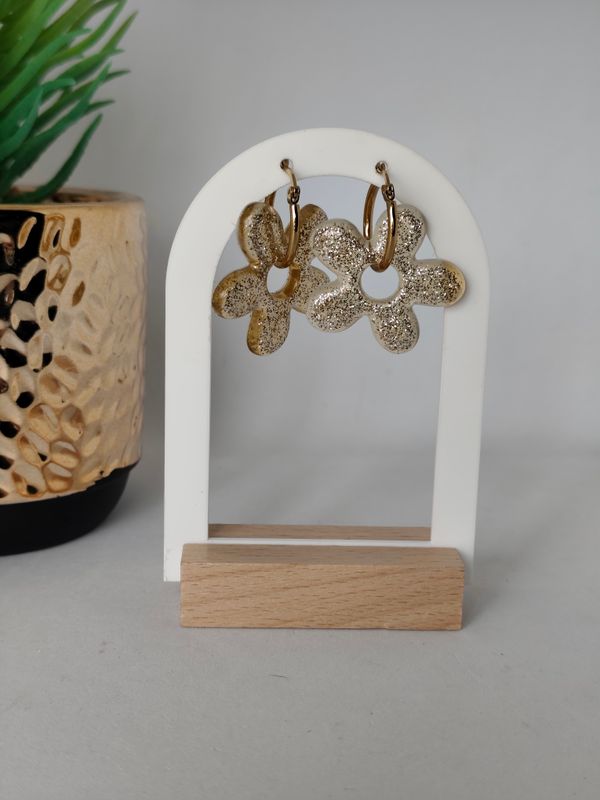 Pampilles argent paillettes/ fond jaune translucide Pampilles argent paillettes/ fond jaune translucide