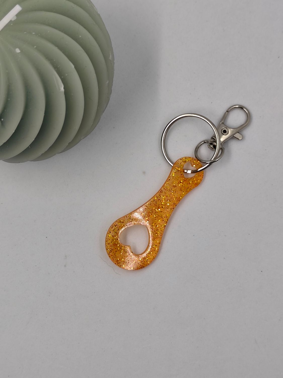 Jeton Coeur - orange doré paillettes Jeton Coeur - orange doré paillettes