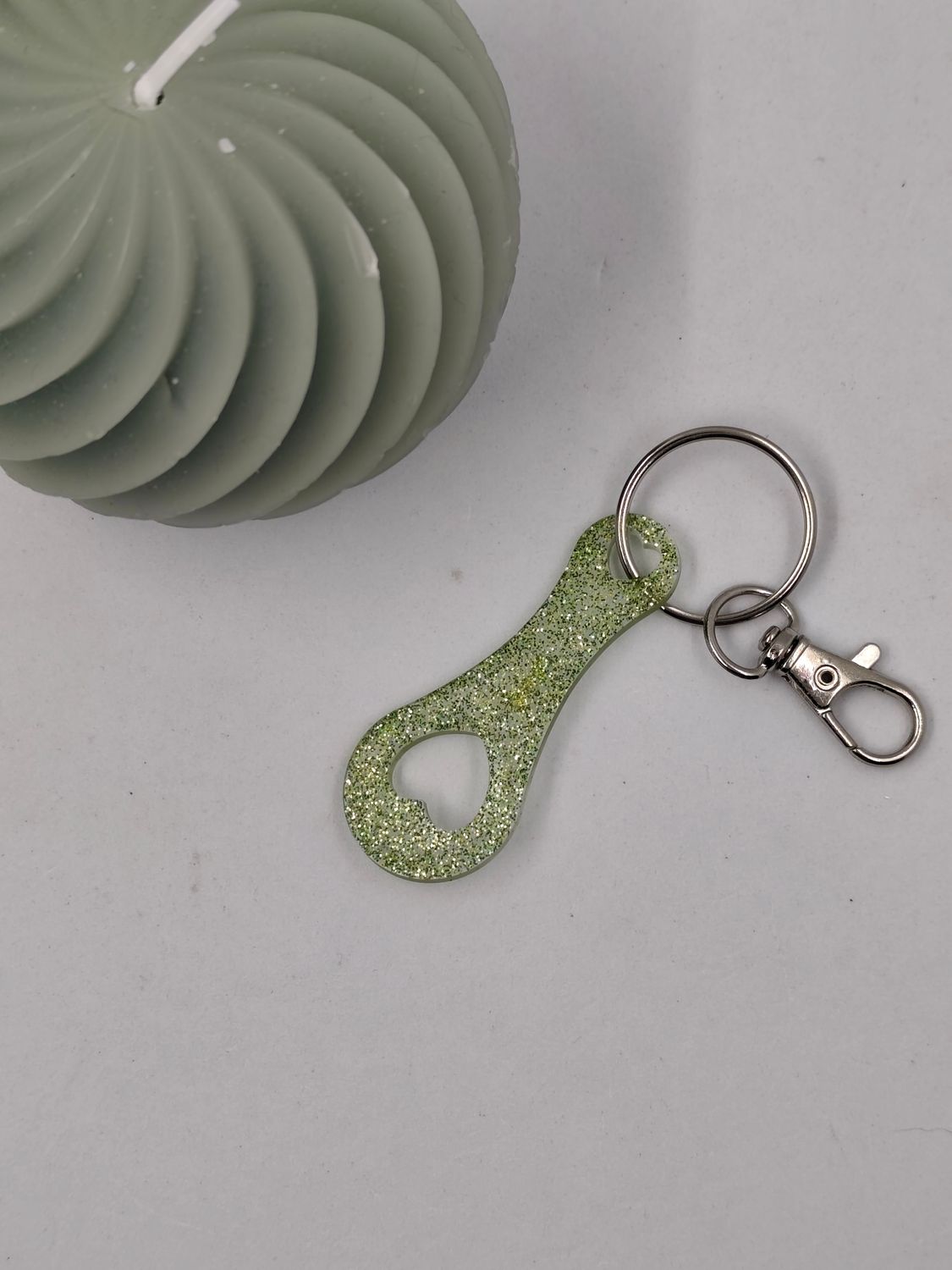 Jeton cœur - vert paillettes