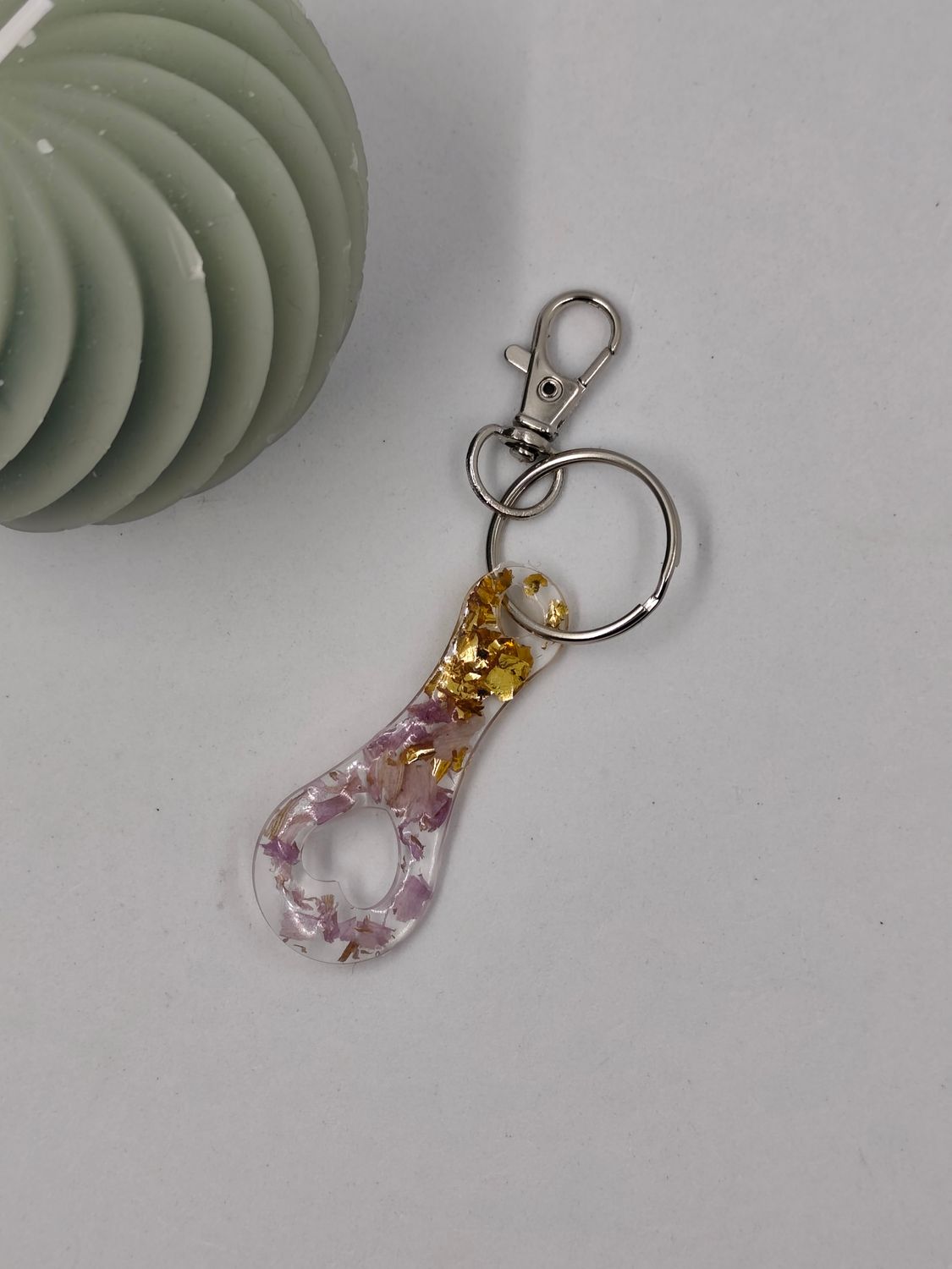 Jeton Coeur - fleurs séchées/ doré