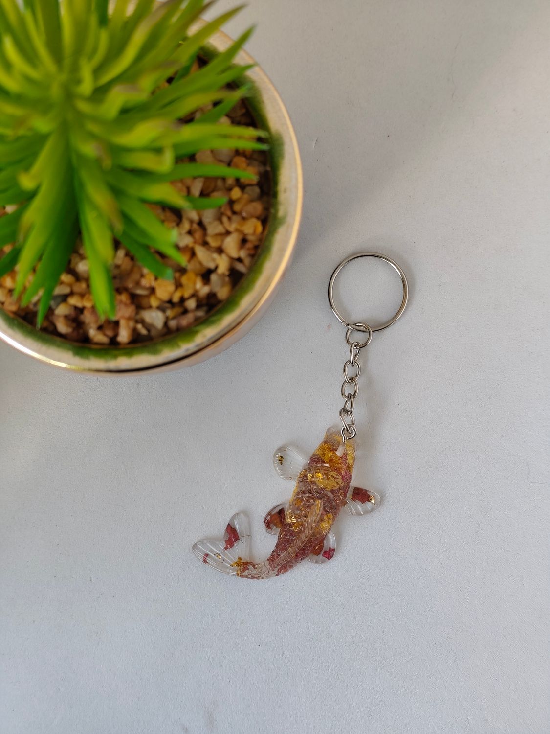 Carpe koi - fleurs séchées/ transparent