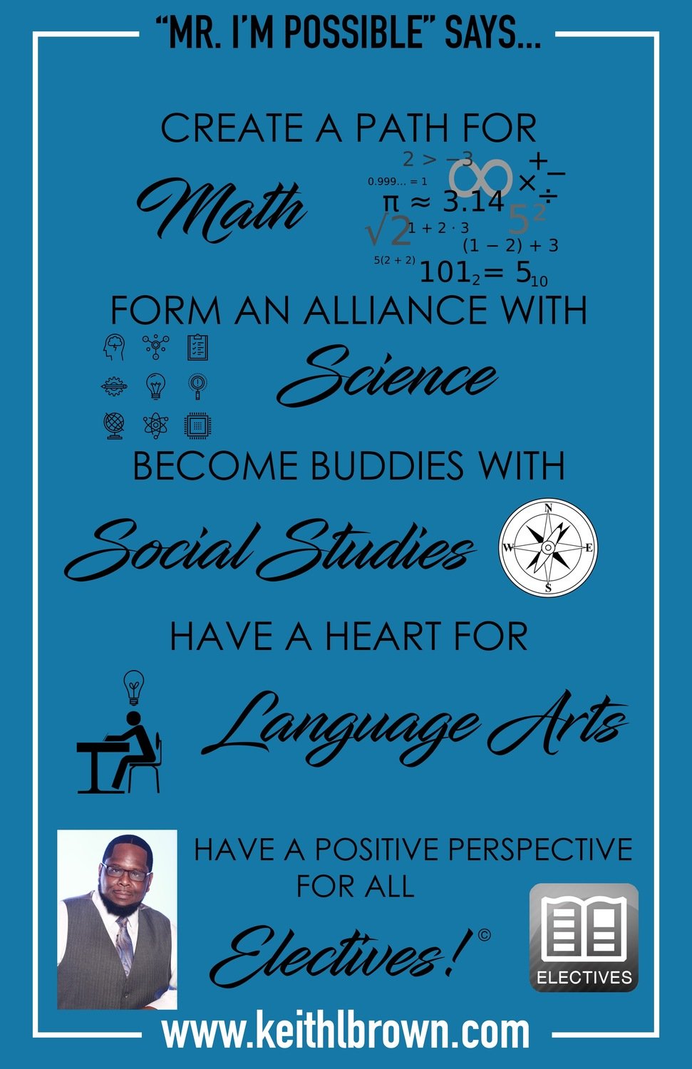 Keith L. Brown Blue Education Poster (Quantities beginning at 10)