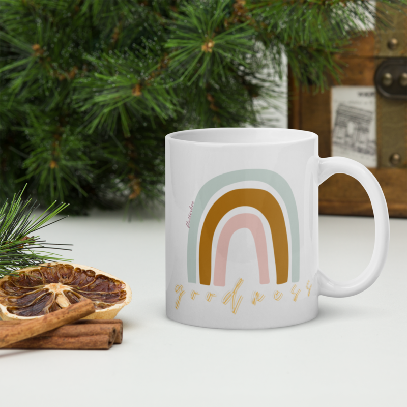 White glossy mug (rainbow print)