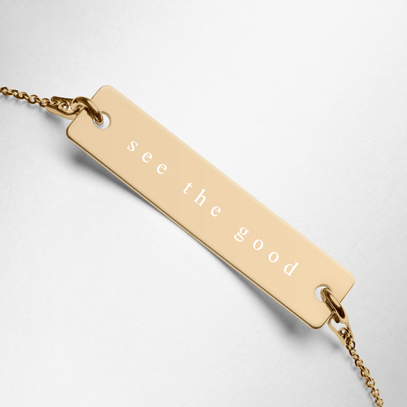 Engraved Silver Bar Chain Necklace (see the good)