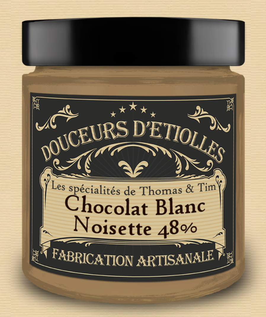 CHOCOLAT BLANC 48% de NOISETTE - 220gr