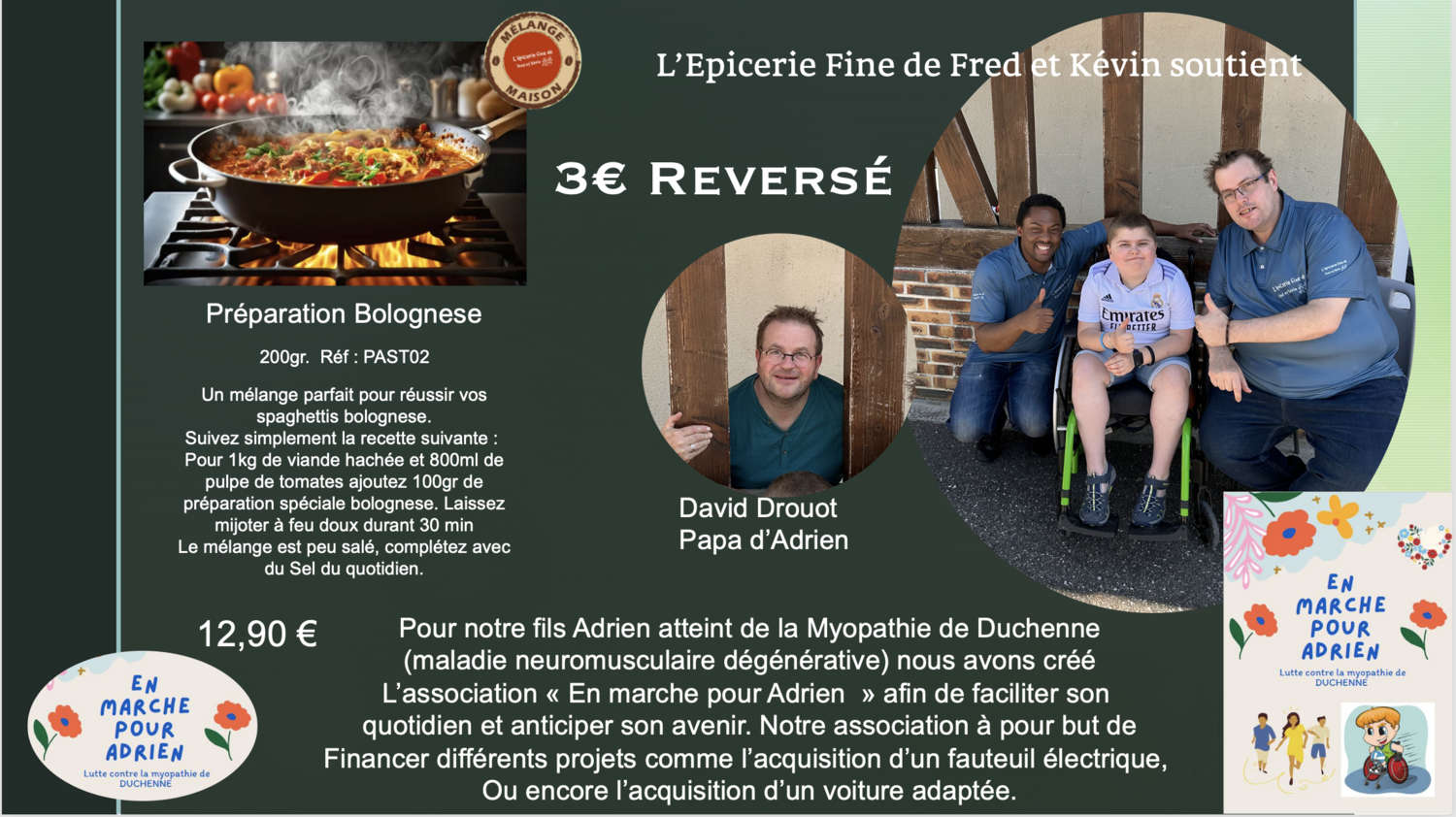 PREPARATION SPECIALE BOLOGNESE - 200gr - Le Mélange d&#39;Adrien -  3€ REVERSE A L&#39;ASSOCIATION &quot;EN MARCHE POUR ADRIEN&quot;