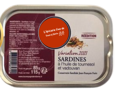 SARDINES A L&#39;HUILE DE TOURNESOL ET VADOUVAN - VARIATION 2021 REEDITION - 115g