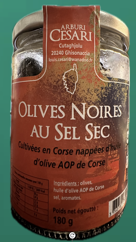 OLIVES NOIRES AU SEL SEC - 180gr