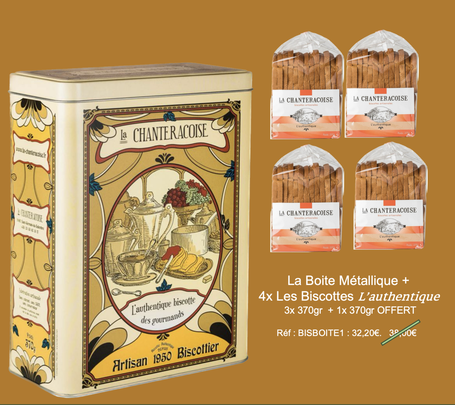 BOITE DE CONSERVATION + 4 x LES BISCOTTES AUTHENTIQUE (3+1 OFFERT)