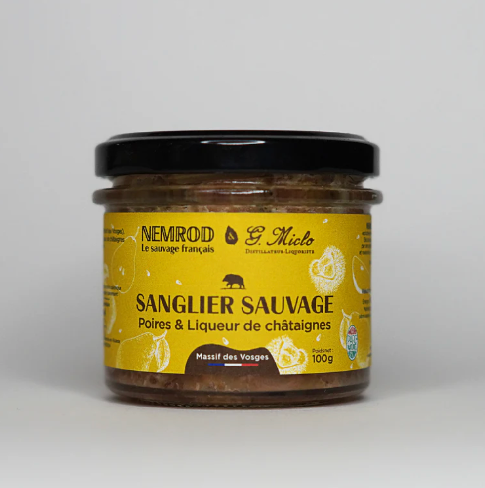 TERRINE DE SANGLIER SAUVAGE -  POIRE ET LIQUEUR DE CHATAIGNE - 180GR