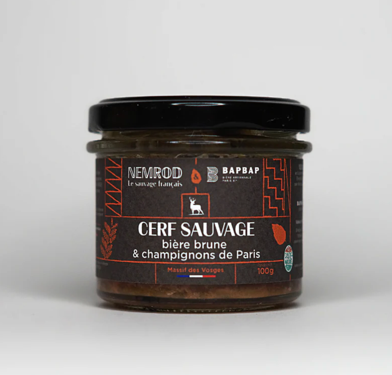 TERRINE DE CERF SAUVAGE - BIERE BRUNE ET CHAMPIGNONS DE PARIS - 180GR