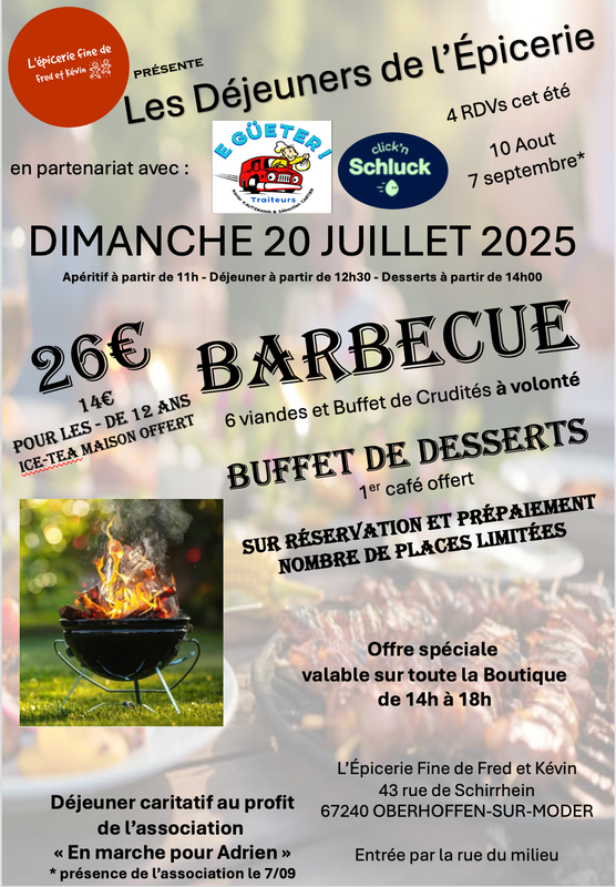 BARBECUE A VOLONTÉ - ADULTE - 20 JUILLET