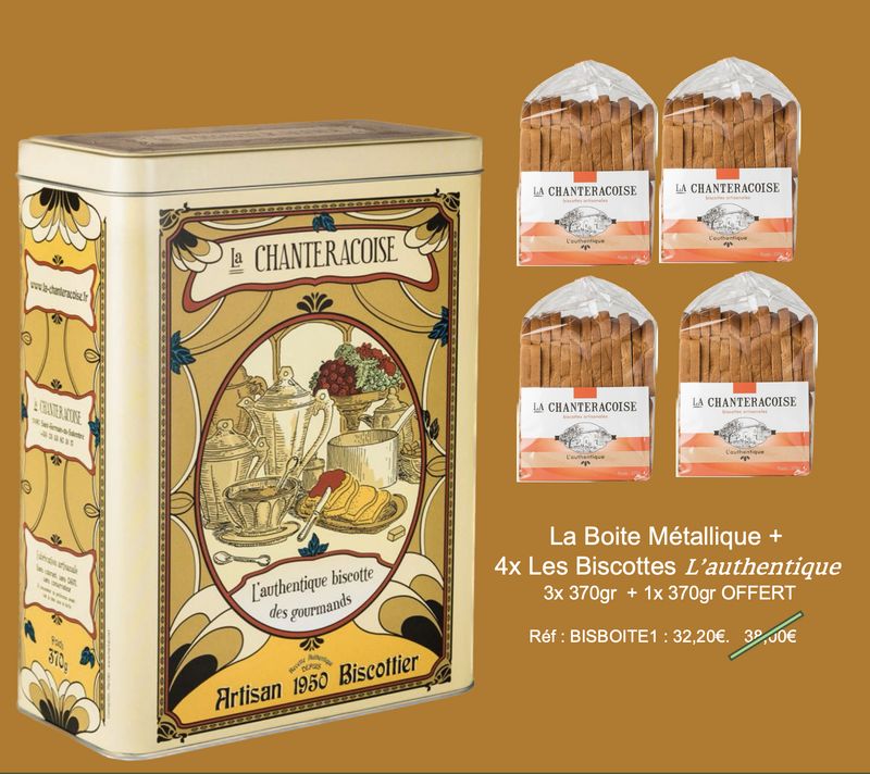 BOITE DE CONSERVATION + 4 x LES BISCOTTES AUTHENTIQUE (3+1 OFFERT)