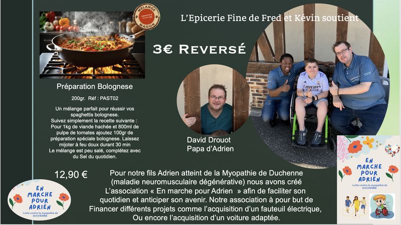 PREPARATION SPECIALE BOLOGNESE - 200gr - Le Mélange d'Adrien -  3€ REVERSE A L'ASSOCIATION "EN MARCHE POUR ADRIEN"