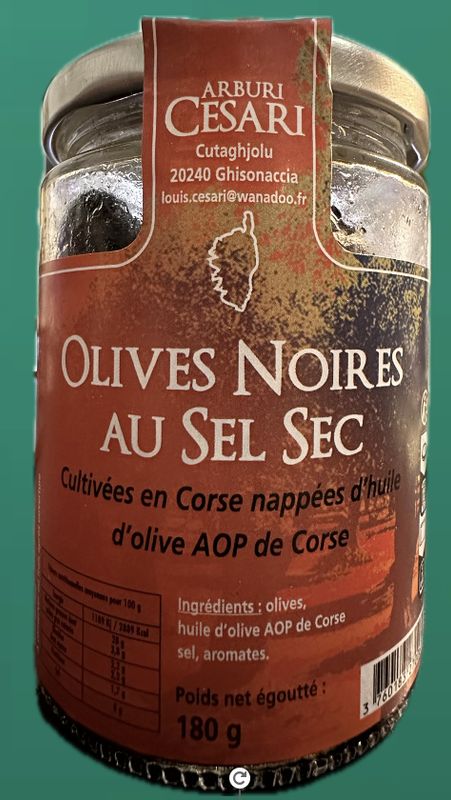 OLIVES NOIRES AU SEL SEC - 180gr
