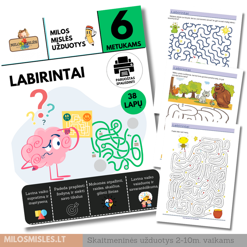 Lavinamoji užduočių knyga &#39;Labirintai&#39; PDF