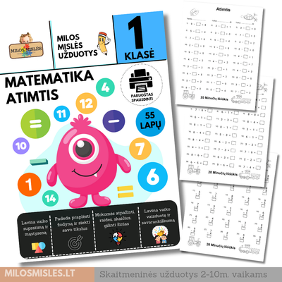 Lavinamoji užduočių knyga &#39;Matematika Atimtis&#39; PDF