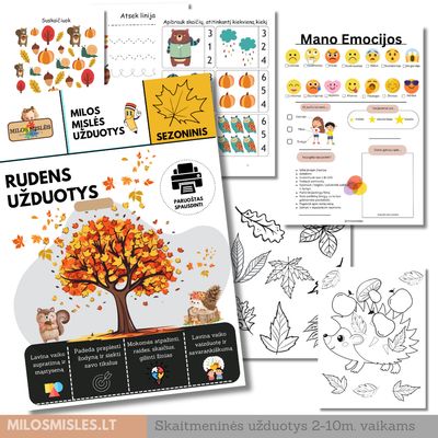 Lavinamoji užduočių knyga &#39;Rudens užduotys 2025&#39; PDF + Mano Emocijos 