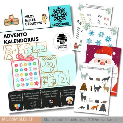 Lavinamoji užduočių knyga 'Advento Kalendorius + DOVANOS' PDF