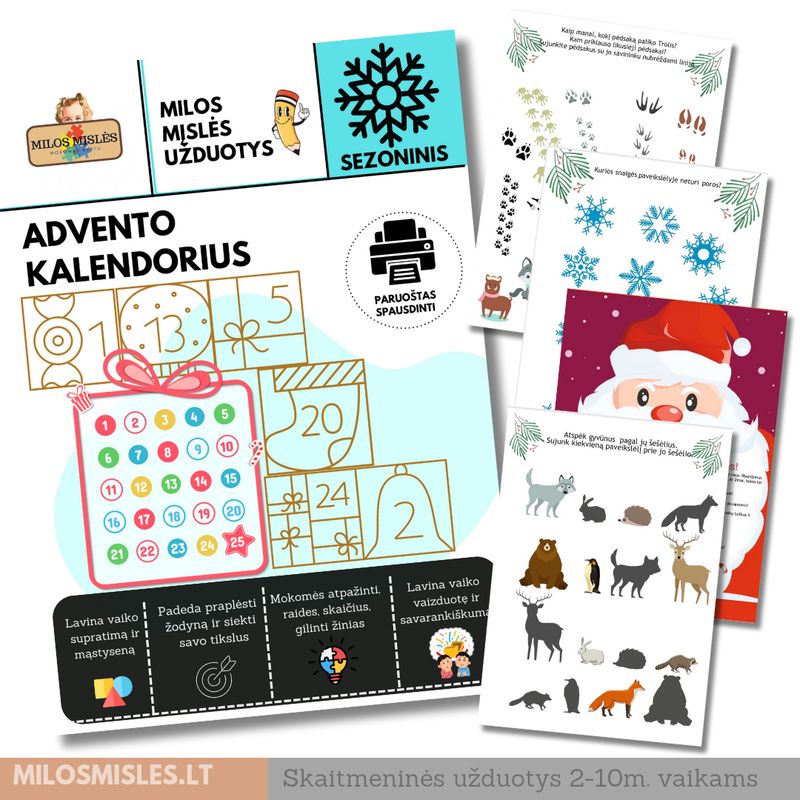 Lavinamoji užduočių knyga 'Advento Kalendorius + DOVANOS' PDF