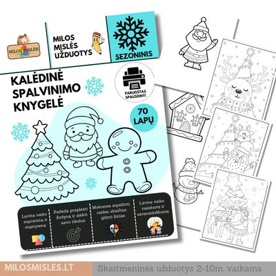 Lavinamoji užduočių knyga 'Kalėdinė Spalvinimo Knygelė' PDF