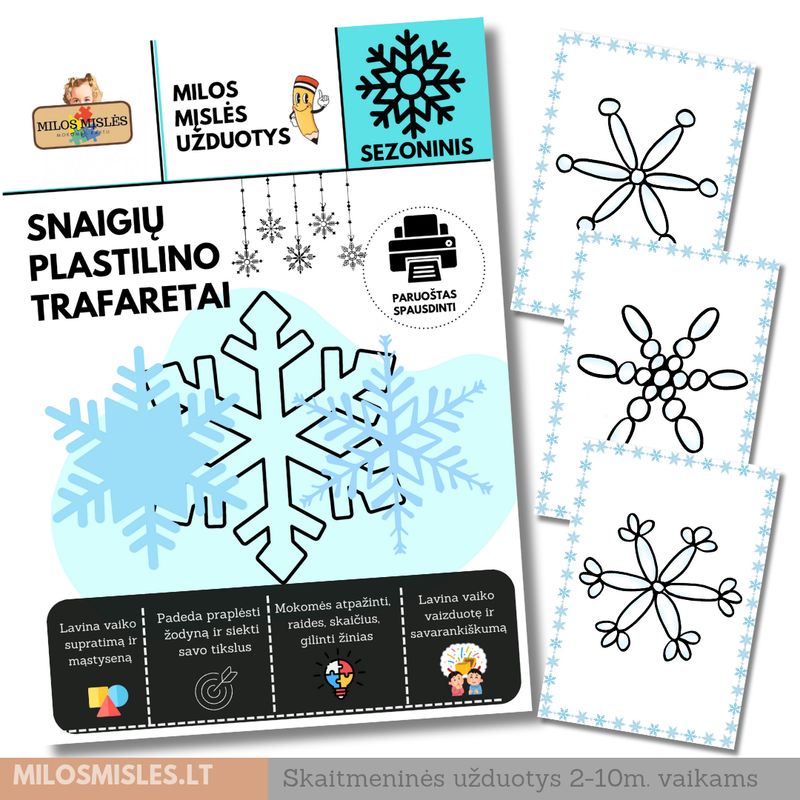 Lavinamoji priemonė 'Snaigių plastilino trafaretai' PDF