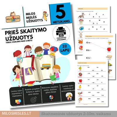 Lavinamoji užduočių knyga 'Prieš Skaitymo Užduotys' PDF