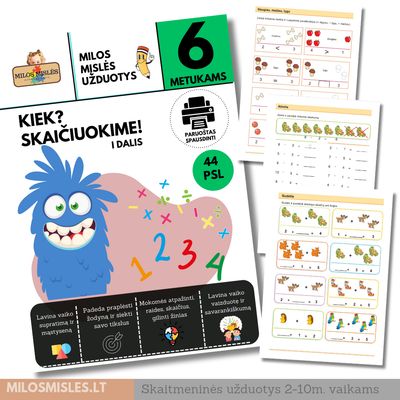 Lavinamoji užduočių knyga 'Kiek? Skaičiuokime' PDF 