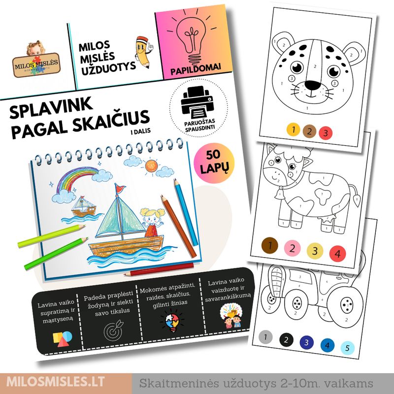 Lavinamoji užduočių knyga 'Splavink pagal skaičius' PDF