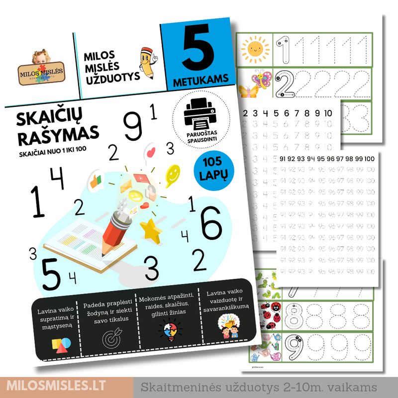 Lavinamoji priemonė 'Skaičių Rašymas' PDF