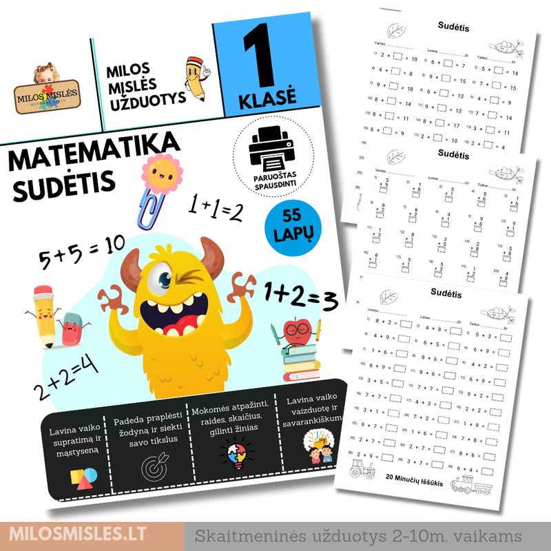 Lavinamoji užduočių knyga 'Matematika Sudėtis' PDF