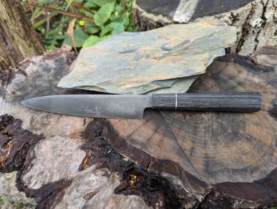 Handmade 6&quot; petty knife, bog oak with ApexUltra carbon steel.