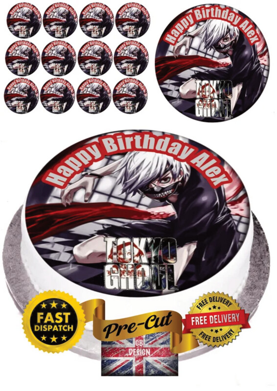 Personalized Tokyo Ghoul Edible Cake Topper – Custom Anime Party Decoration! 🎂🎉