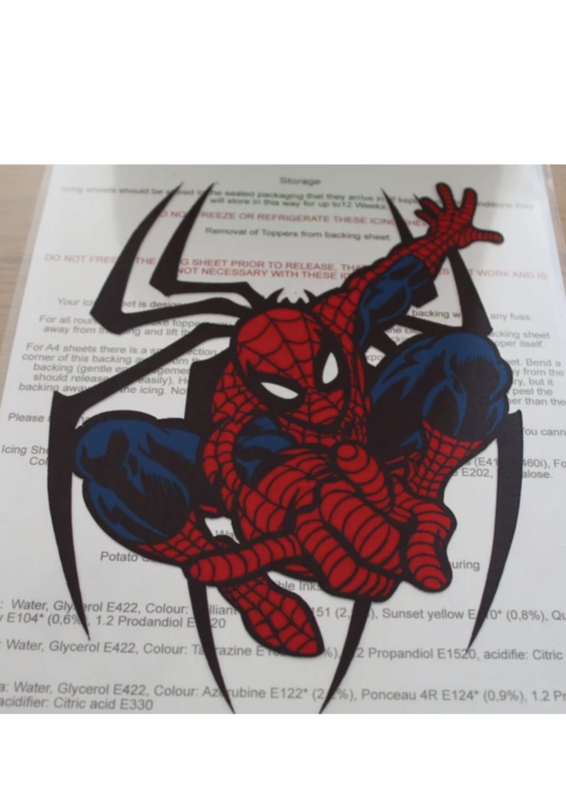 Spiderman themed edible cake topper, Pre-Cut 6.5″ x 8.5″ Icing sheet