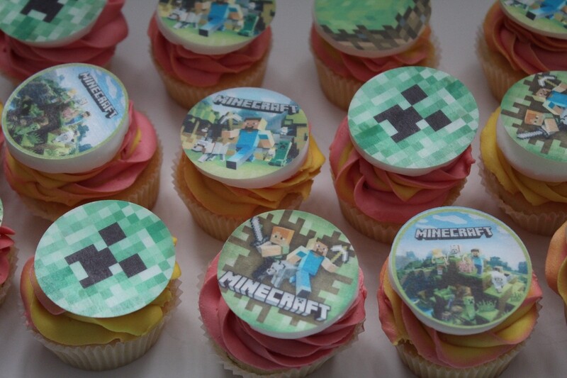 15X2" Minecraft themed wafer cupcake toppers